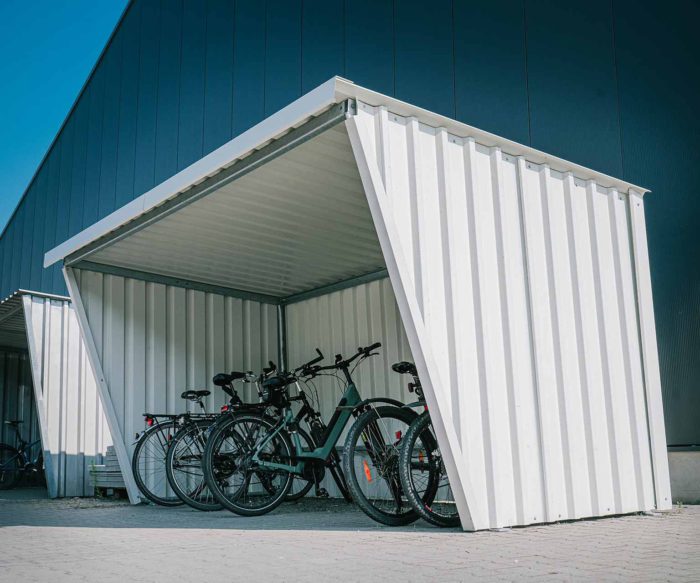 Weißer Fahrradcontainer